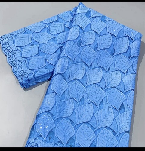 French lace fabric blue - french,