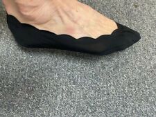 Ladies/Girls Black Scallop Edge Footsie with Cotton Sole & Silicon stay put heel