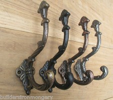 LARGE HEAVY VINTAGE OLD DECORATIVE ORNATE FANCY HAT AND COAT HOOK HANGING HOOK 