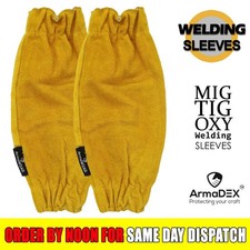 ArmaDEX Welding Sleeves Leather Cowhide Stitch 40cm Heat & Spark Protection M/L