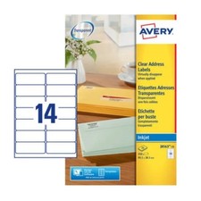 Avery Inkjet Address Label 99.1x38.1mm 14 Per A4 Sheet Clear (Pack 350 Labels) J