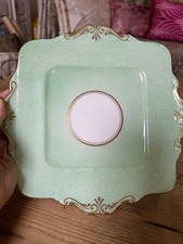 Royal Paragon Mint Green & Gold Serving Plates x 2 1930's Excellent Condition