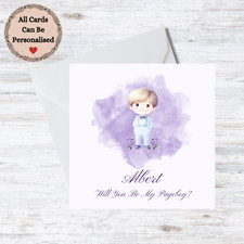 Handmade Personalised Pageboy Card - Customisable Name