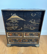 Antique Meiji Japanese Gold and Black Lacquer Kodansu 9 Drawer Cabinet 55 x 53cm