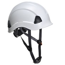 White climbing hard hat safety