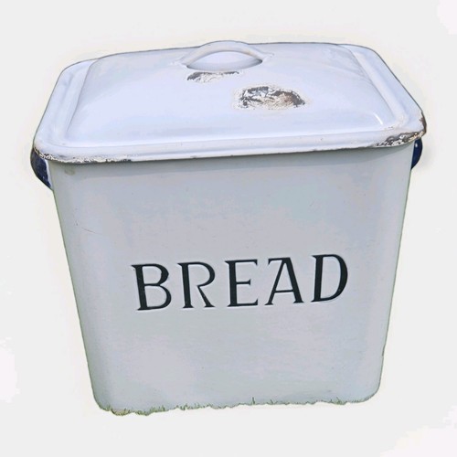 Vintage enamel bread tin - enamel,