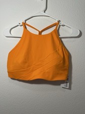 Lululemon Flow White Wrap, Front High Neck Bra Size 10 Orange
