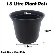 1.5 Litre Black Plant Pots