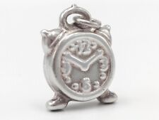 Vintage 925 Sterling Silver Alarm Clock Hollow Charm Pendant Bracelet Necklace