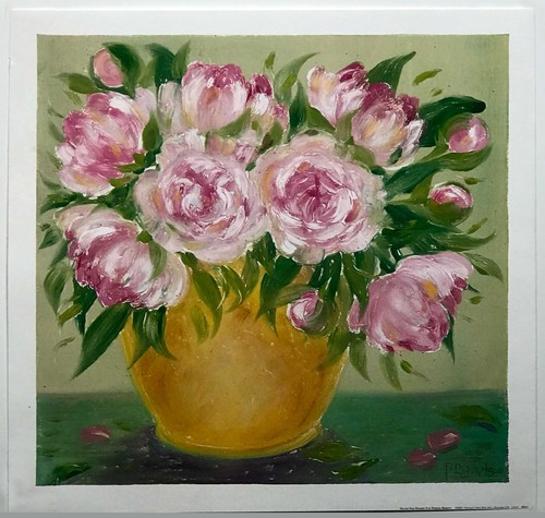 Yellow vase peonies by - yellow, ii