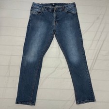 Union Blues Men's Blue Denim Jeans Straight Regular Fit Stretch Size UK 40