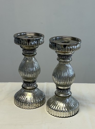 Pair ornate mercury glass - ornate,