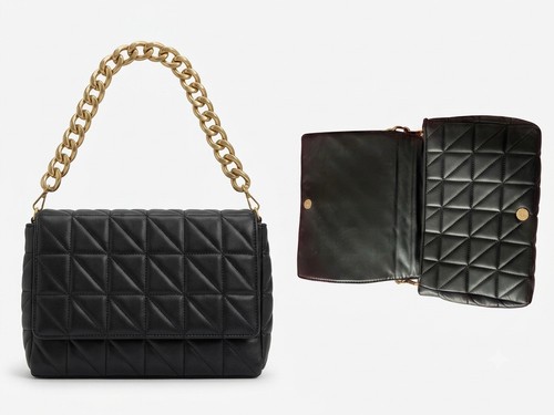 Black shoulder bag - black, with