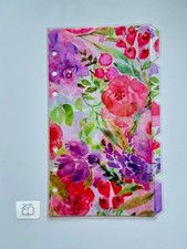 Filofax Personal Organiser Dividers  in Pink Flower Semi-Transparent -Laminated