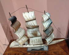 Vintage Horn Constructed Ship