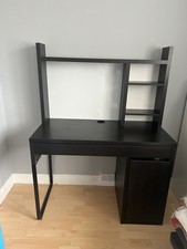 IKEA Micke Black/Brown Computer Desk/work Station complete wih drawers & shelves