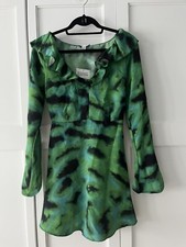 Topshop animal ruffle neck tea