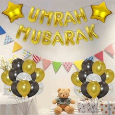 Umrah Mubarak Banner Balloons Set Eid Islamic Muslim Ramadan Home Decoration