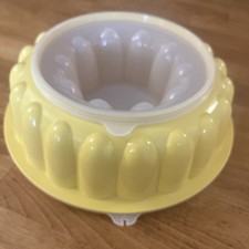 Vintage Retro Jelly Jello Mould Tupperware Blancmange 9" large yellow 3 piece 