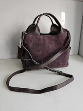 CLARKS DESIGNER WOMENS PURPLE SUEDE LEATHER SHOULDER CROSSBODY SATCHEL HANDBAG
