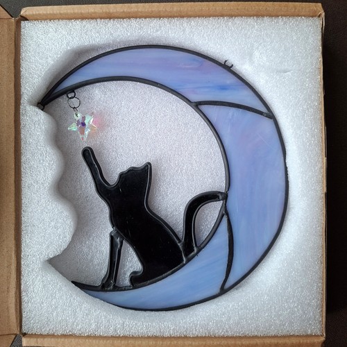 Stained glass cat - glass,