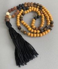 Mala Prayer Beads Tigers Eye Rudraksha Black Lava Rock Jasper Mantra Meditation