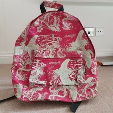 PINK CANVAS MEDIUM LARGE BACKPACK RUCKSACK School Travel Bag Work