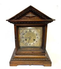 Antique Carved Walnut German Junghans Mantel Clock / Bracket Clock