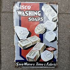 Nasco Antique Washing Soaps Sign Porcelain Enamel Advertising Collectible 