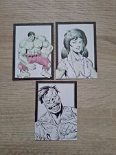 HULK/SHE HULK/ZOMBIE HULK  HAND DRAWN SKETCH CARDS BY EVAN R DRISCOLL PSC ACEO