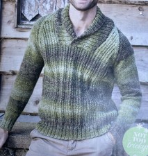 Mens Shawl Collar Sweater Jumper KNITTING PATTERN - 36-54”