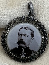 Victorian Sterling Silver Portrait Pendant Lord Kitchener Charles Horner Chester
