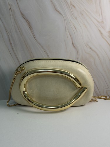 White and gold faux - faux, leather