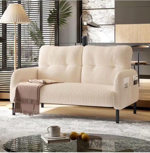 Beige striped seater - beige, fabric