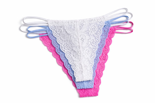 Ladies pack lace thongs - lace,