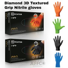 Mercator Nitrile Mechanics Gloves Orange Black Green Heavy Duty Diamond Grip