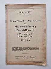 McCORMICK DEERING FARMALL H & M TRACTOR PTO ATTACHMENTS PARTS LIST