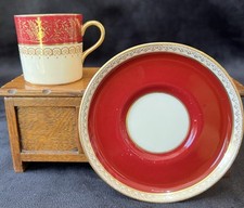Vintage Aynsley Gold & Cherry Red Coffee Can Cup & Saucer 
