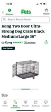 Kong Two Door Ultra-Strong Dog Crate Black Medium/Large K36DD 2 x 2 x3Ft Folding
