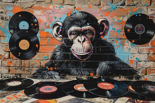 Banksy style monkey canvas - dj,