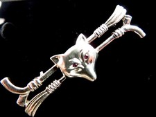 Fox Face Horse Whips stock tie pin brooch Sterling Silver Equestrian Hunting NEW