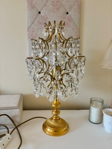 Vintage gold table - lamp, with