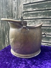Vintage Brass Coal Scuttle Fireside Storage Bucket Planter - Prop