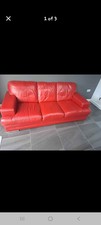 red italian leather sofa