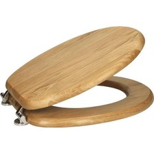 Oak Effect Wooden Bathroom Toilet Seat Bottom Fitting Included High Quality