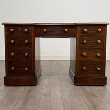 Antique 19th Century Good Quality Kneehole Desk In Mahogany ( REF AF-4469 )