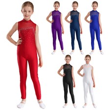 Kids Girls Jumpsuit Competition Leotards Performance Bodysuit Ice Skating Yoga