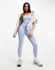 ASOS DESIGN Blue Stretch Unitard UK 12 | Spaghetti Strap Jumpsuit | Activewear
