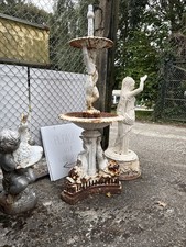 Victorian Cast Iron Fountain Boy Two Tier Garden Water Feature 170 Cm Tall