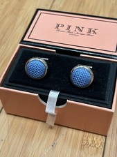 Thomas Pink blue silk & silver cufflinks